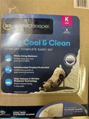 Serta Perfect Sleeper King Sheet Set - Beige (Stay Cool & Clean)